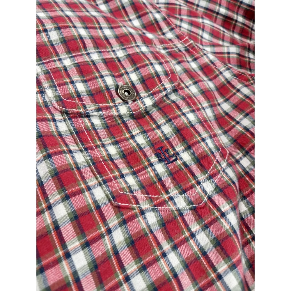 Lauren Ralph Lauren Womens Red Plaid Button Down Shirt Size M Cotton Long Sleeve - Picture 4 of 8